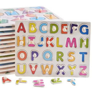 Arabic & English Alphabet Puzzle for Kids – Premium Wooden Montessori Toy